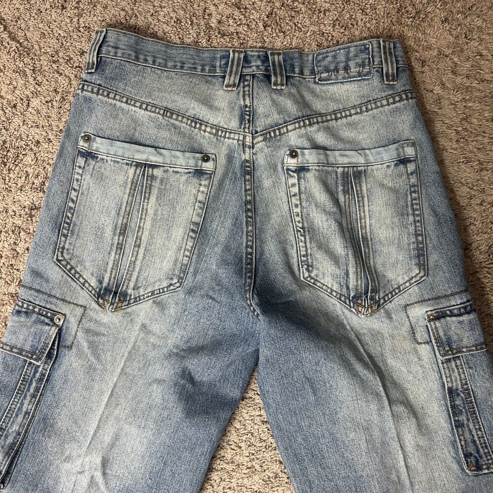 Vintage Y2K Cargo Baggy Shorts Mens 36x22 Denim Wide Leg Loose Fit Rare 90s - Picture 4 of 15